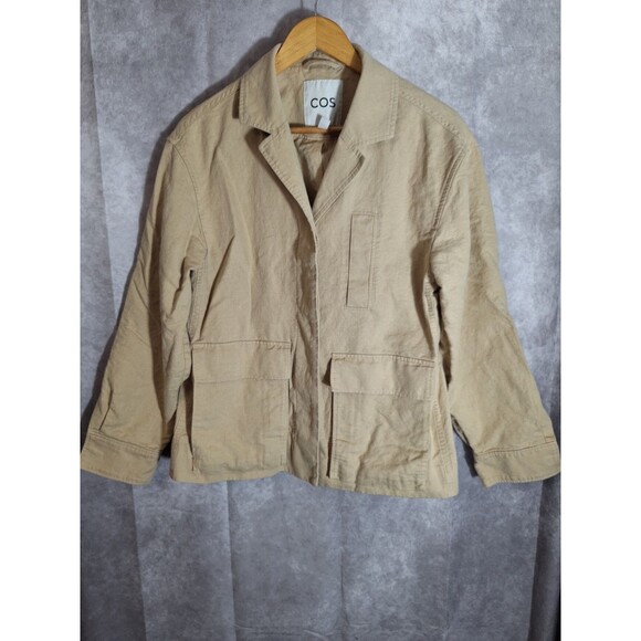COS Relaxed Fit Linen Blend Utility Jacket Womens Small Chore Barn Career Casual - Picture 1 of 14